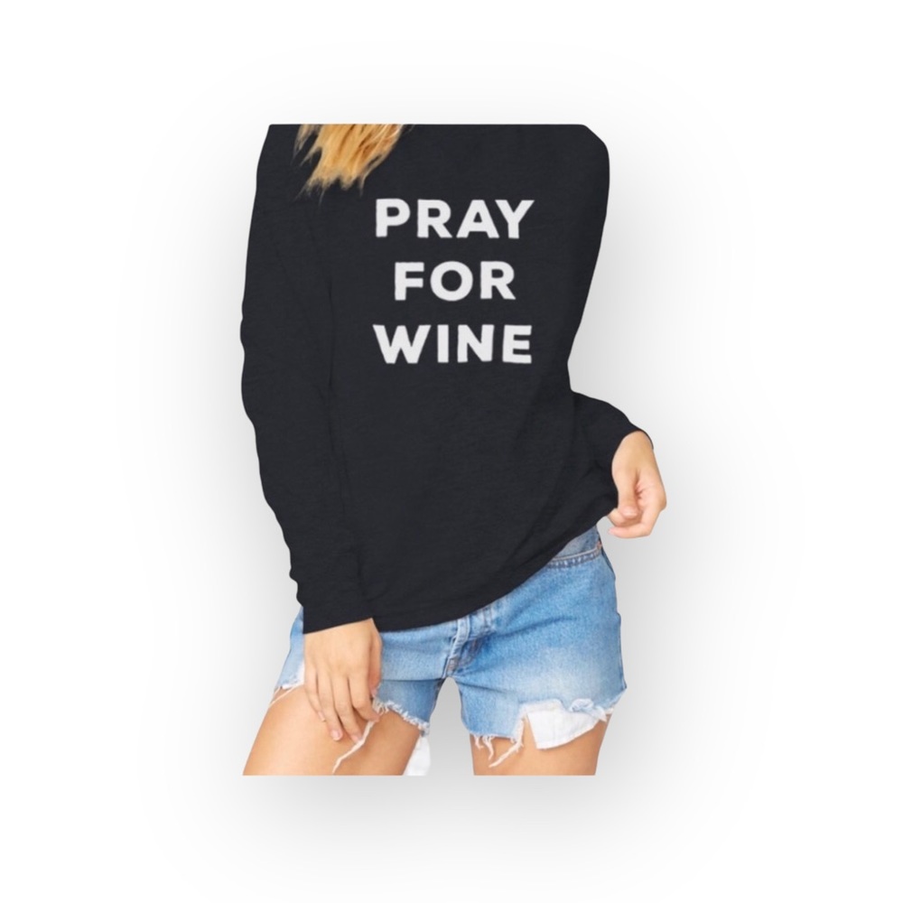new The Laundry Room ☻︎ Super Soft Pray 4 Wine Graphic Sweatshirt ☻︎ Jet Black S - Picture 11 of 16